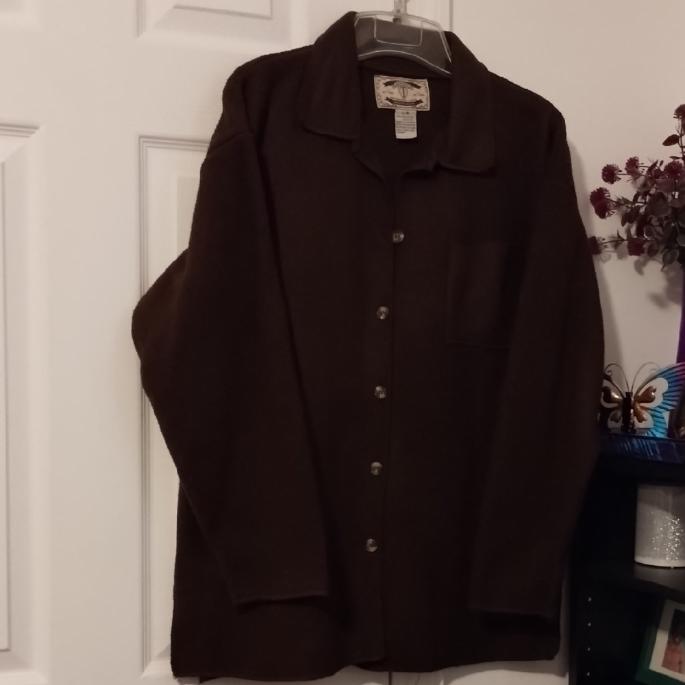 Carolyn Taylor Brown Lightweight Shirt Jacket with Notched Lapel